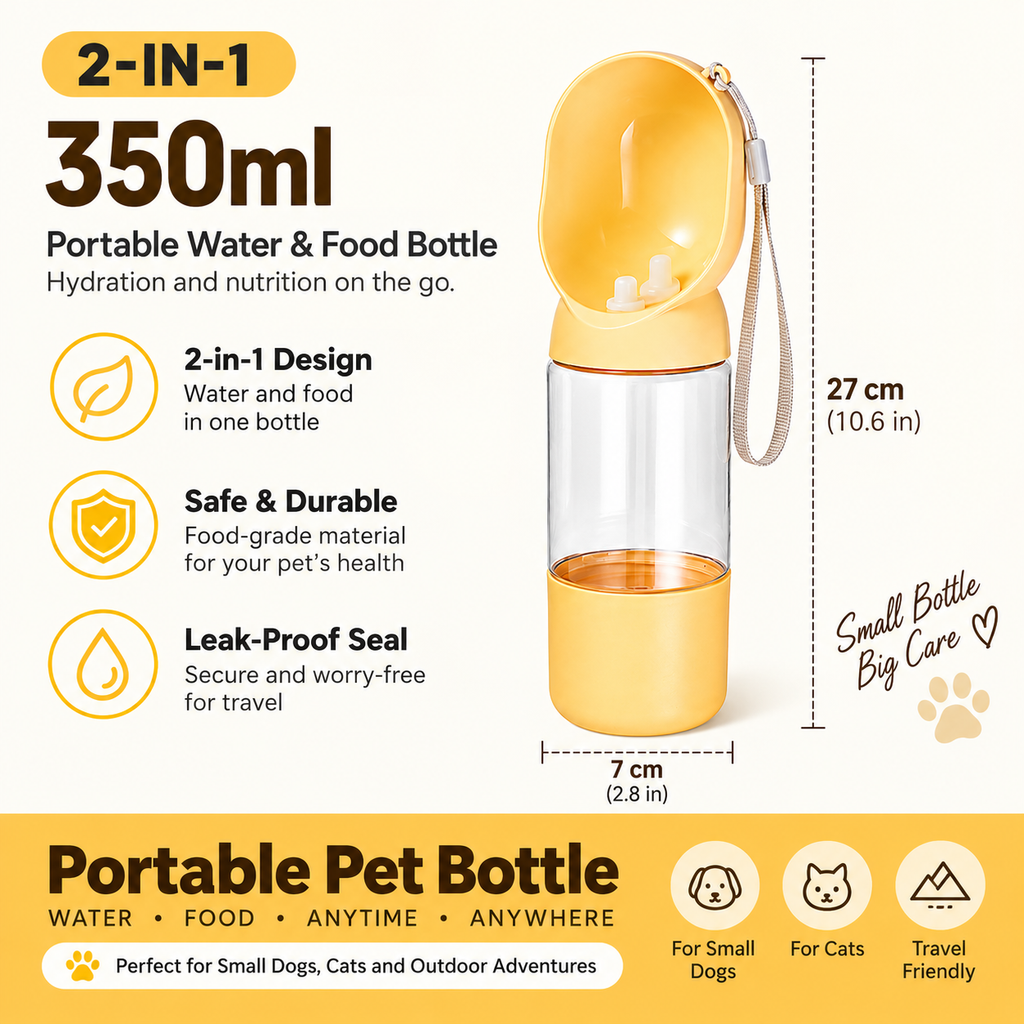 Mirevo 2-in-1 Portable Pet Water & Food Bottle