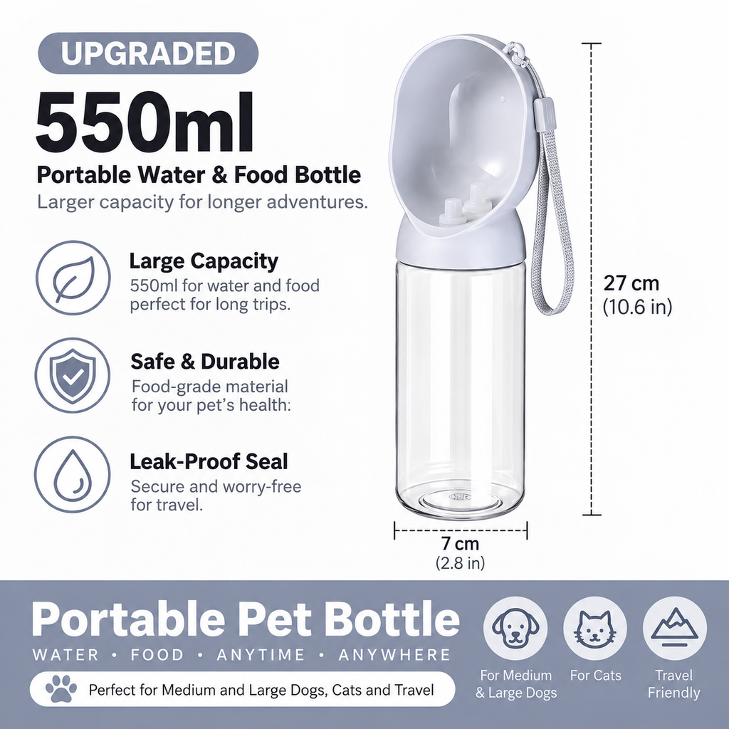 Mirevo 2-in-1 Portable Pet Water & Food Bottle