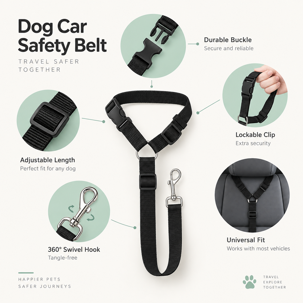 Mirevo Dog Car Safety Belt & Leash