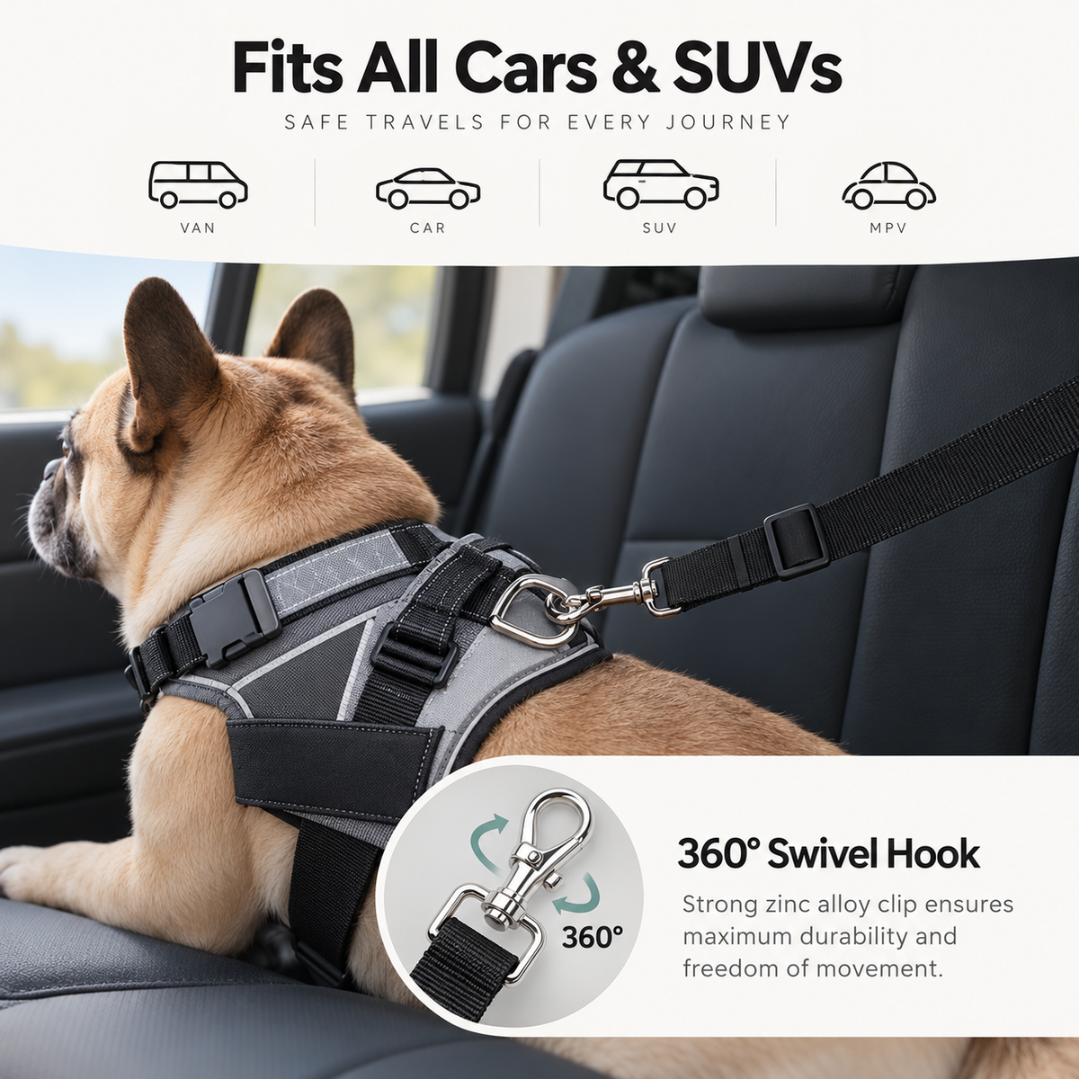 Mirevo Dog Car Safety Belt & Leash
