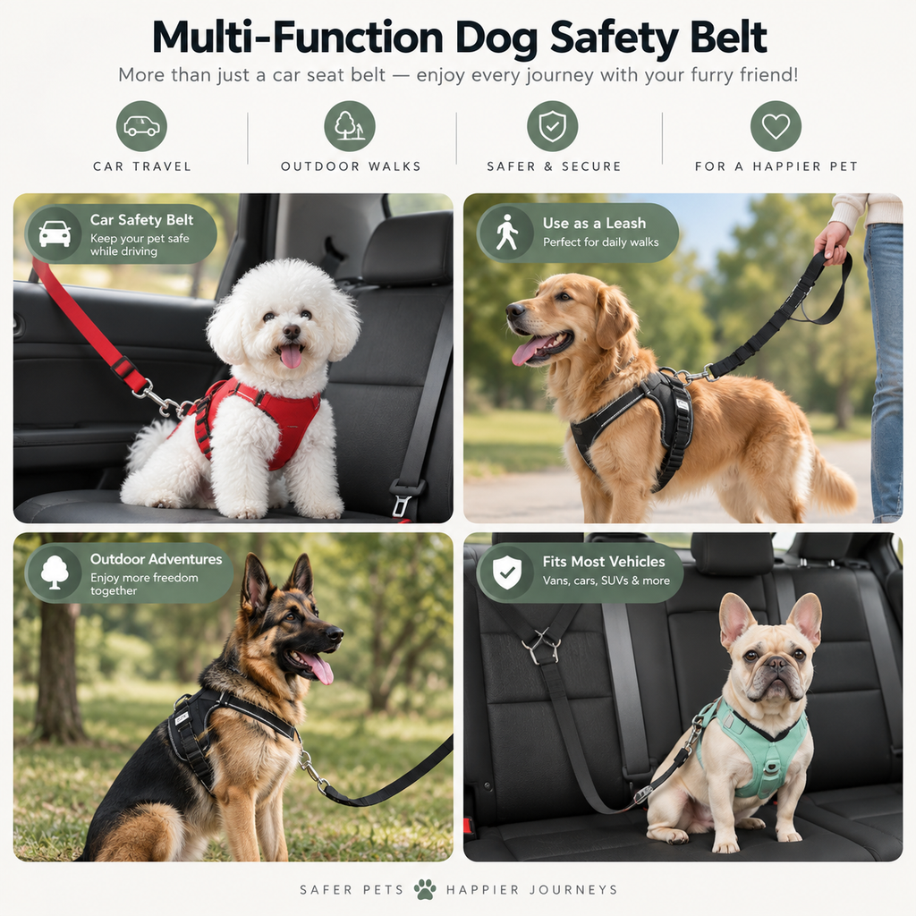 Mirevo Dog Car Safety Belt & Leash