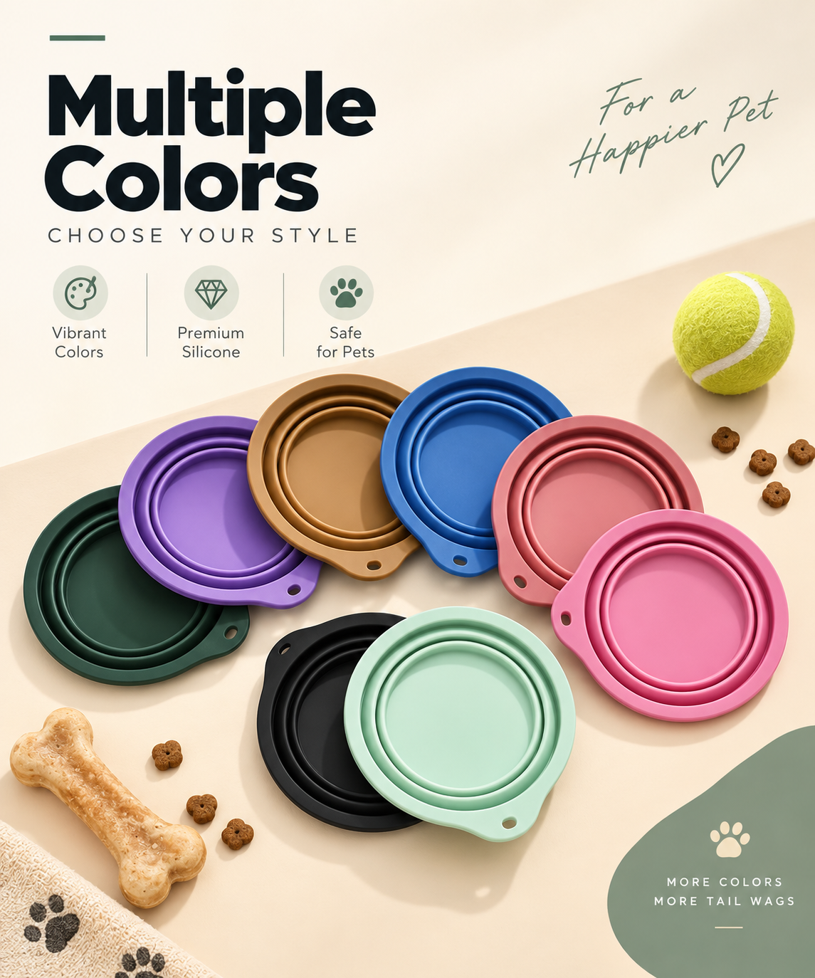 Mirevo Collapsible Silicone Pet Bowl