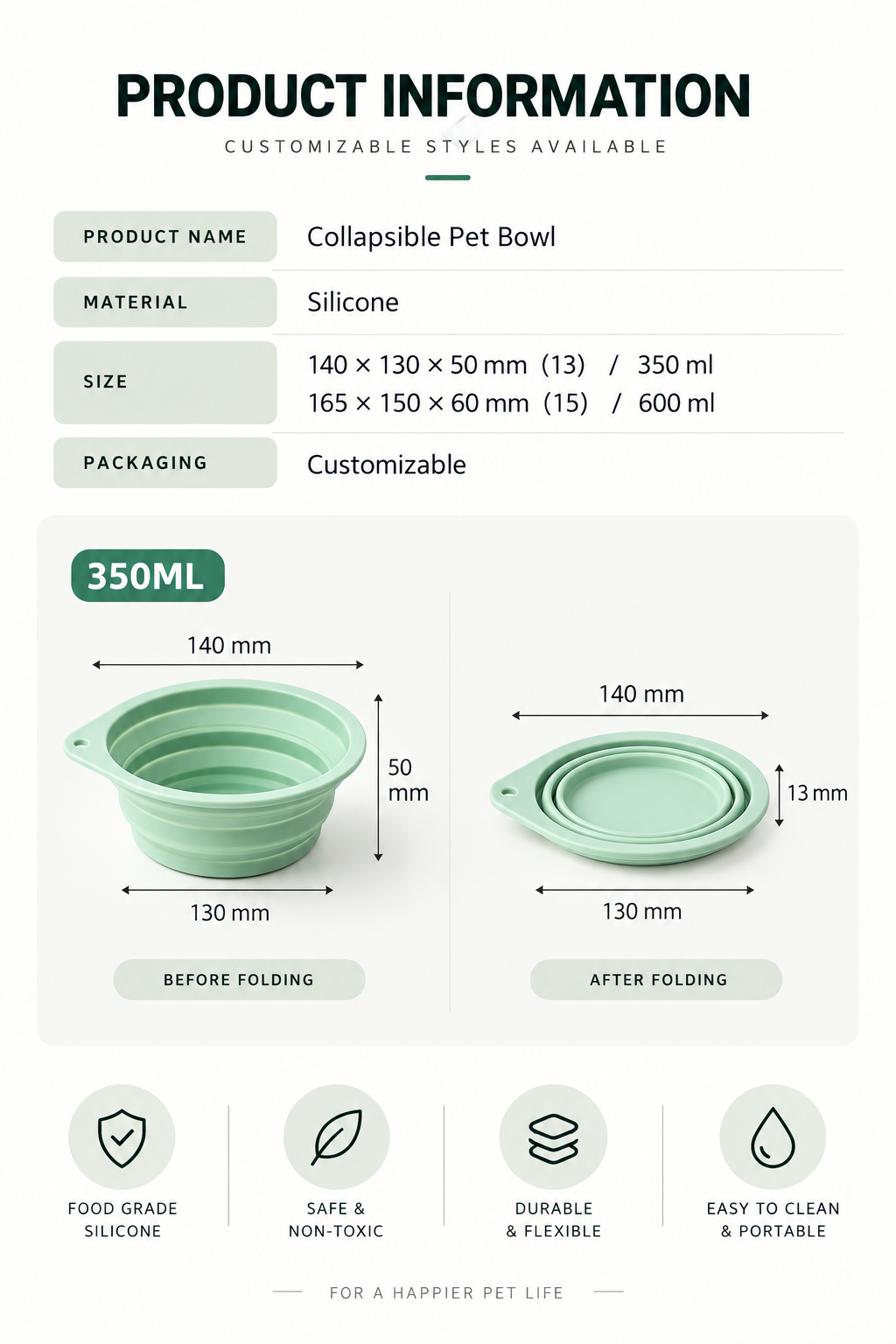 Mirevo Collapsible Silicone Pet Bowl