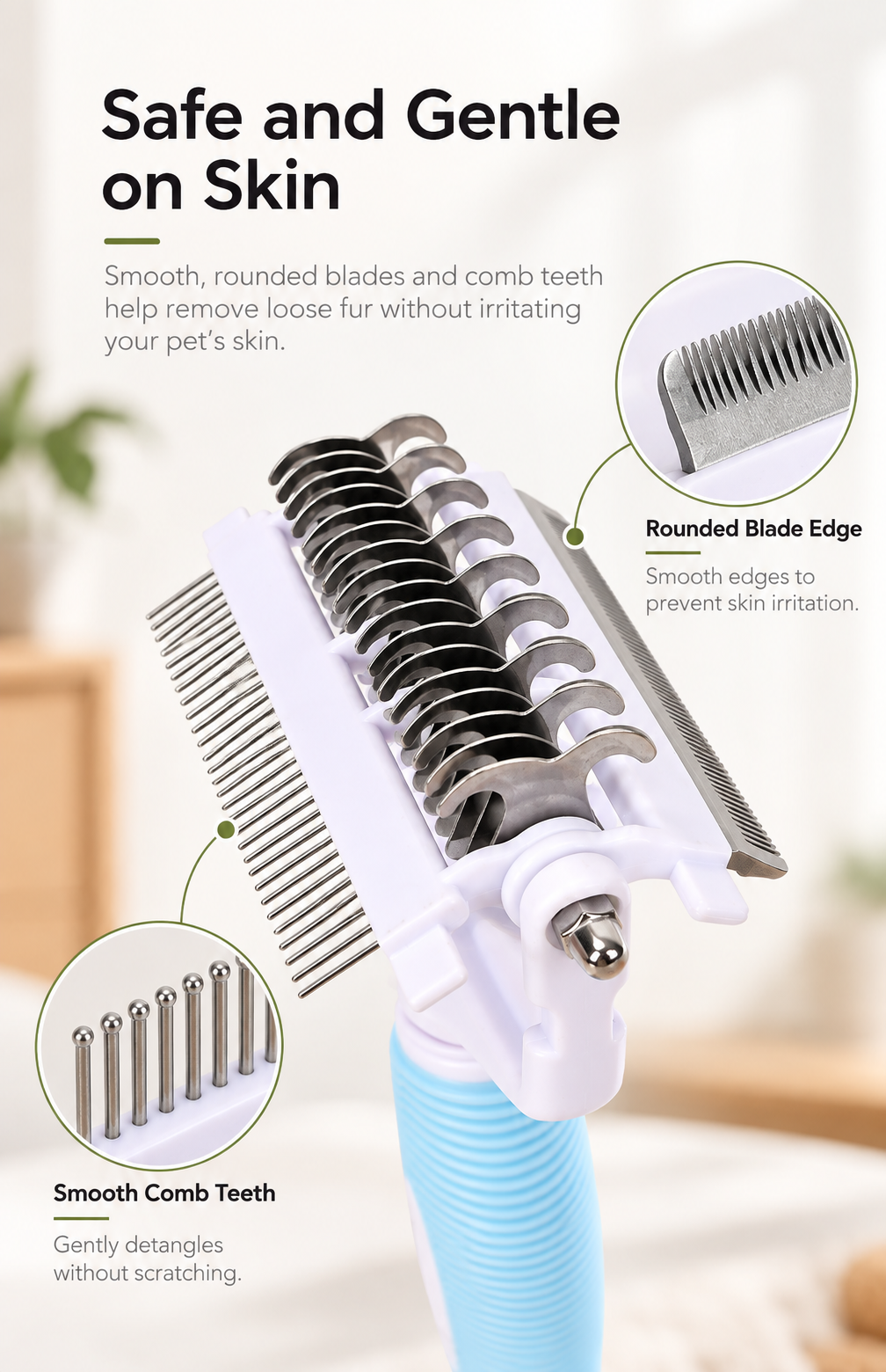 Mirevo 3-in-1 Pet Grooming Comb