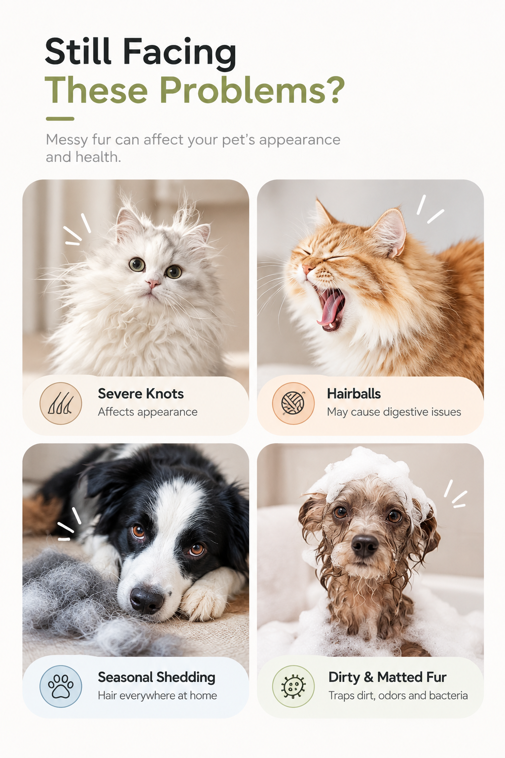 Mirevo 3-in-1 Pet Grooming Comb