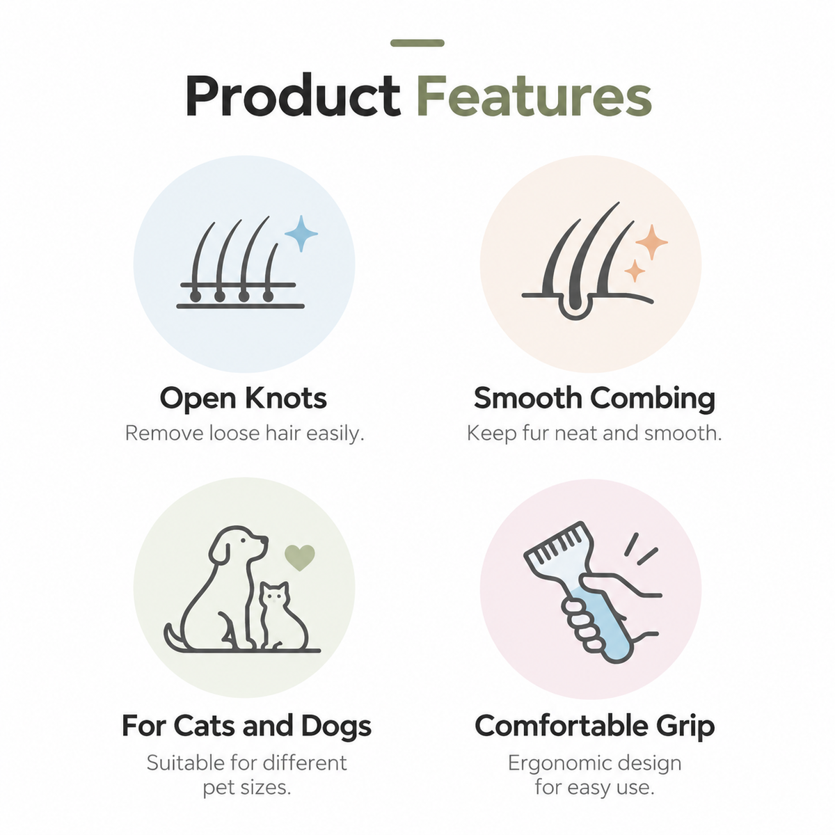 Mirevo 3-in-1 Pet Grooming Comb