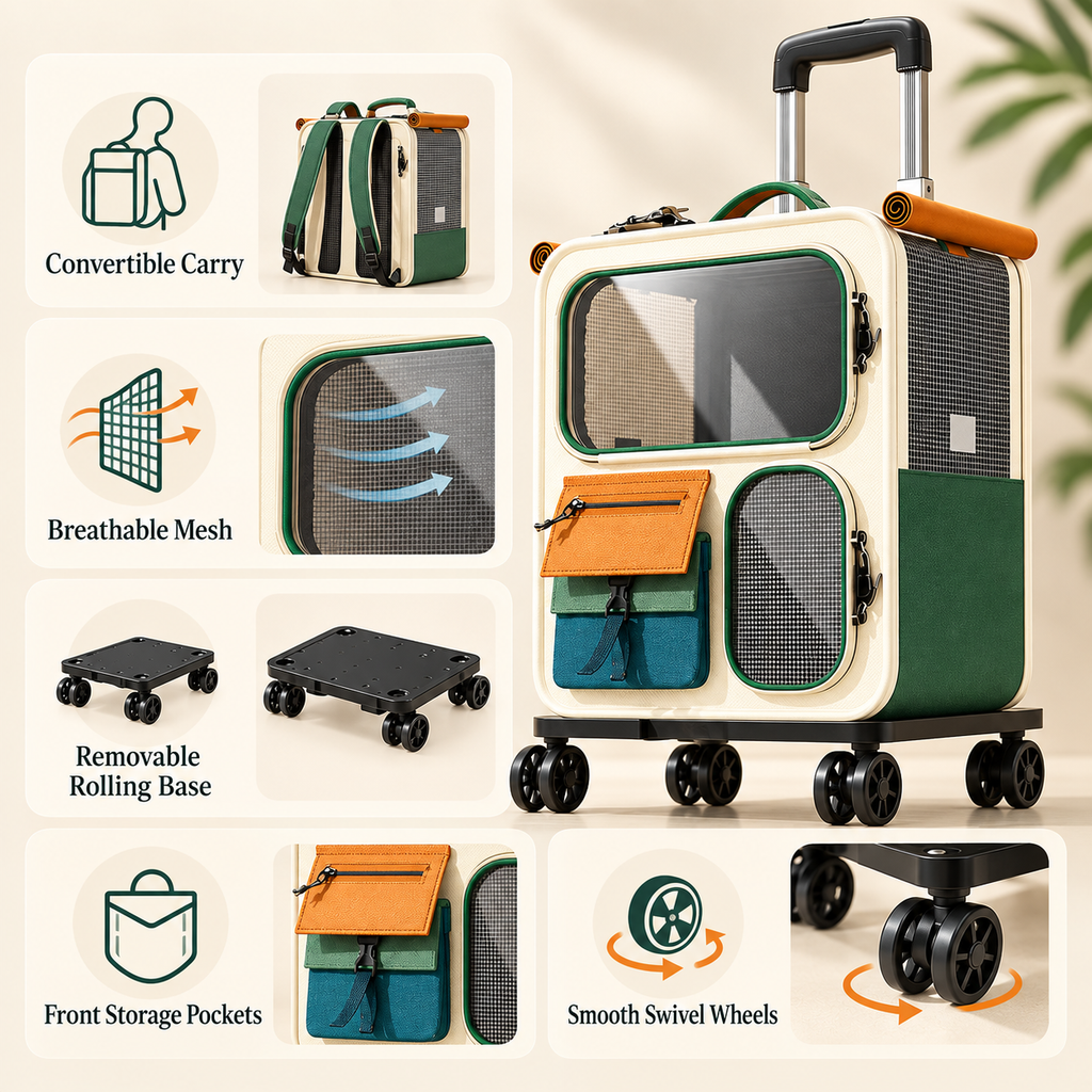 Mirevo Roll & Roam Convertible Pet Carrier
