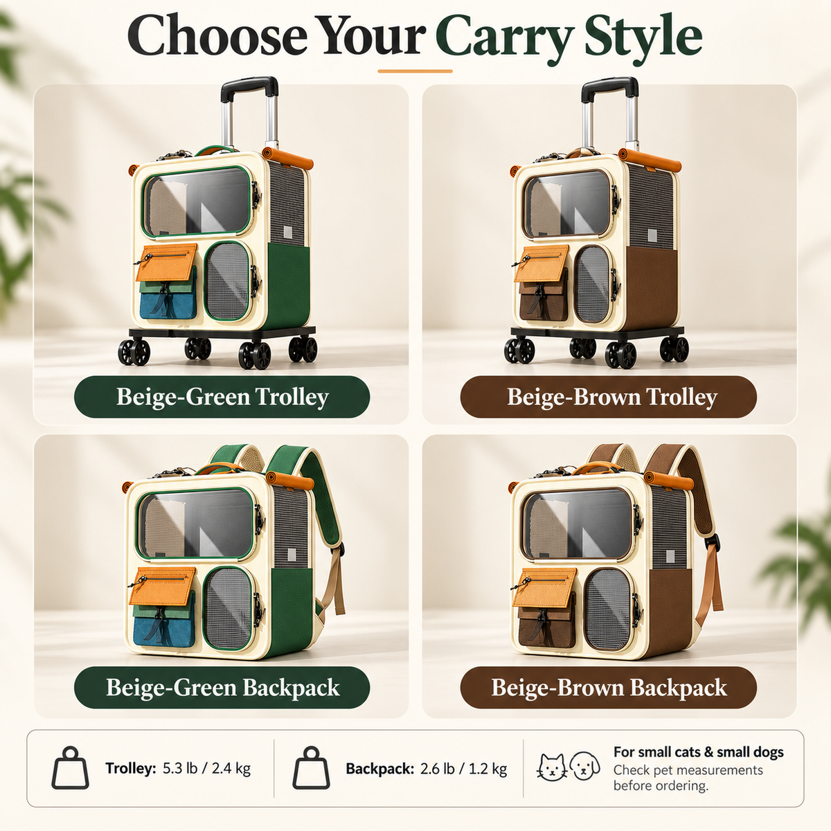 Mirevo Roll & Roam Convertible Pet Carrier
