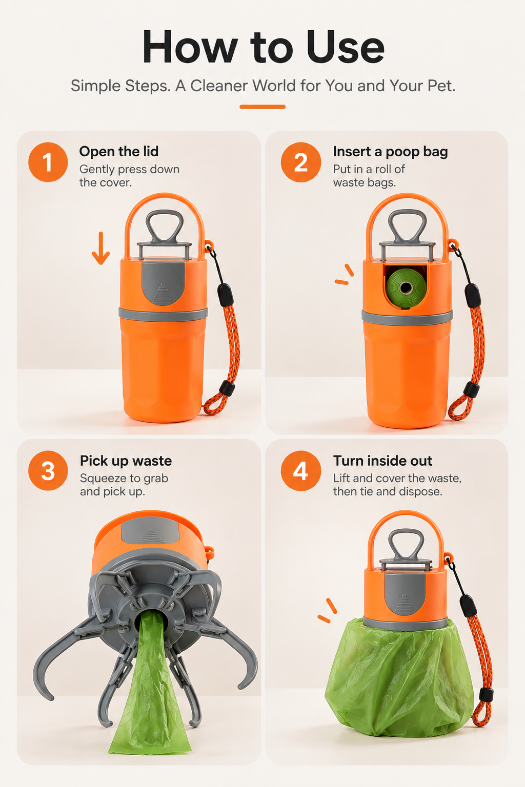 Mirevo Pet Poop Picker & Waste Bag Dispenser